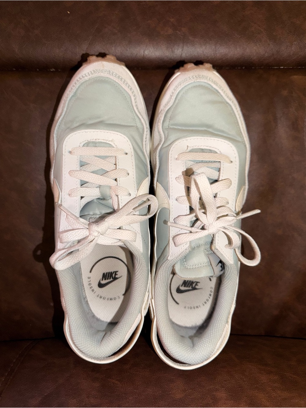 Nike Women's White and Pale Blue Retro Runner Sneakers